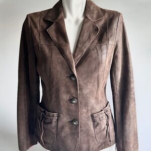 J. Jill Brown Genuine Leather Jacket size XS